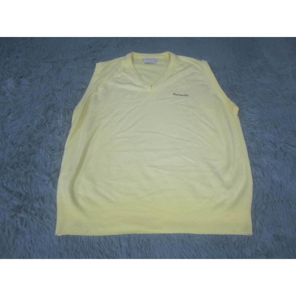 Vintage Hogan Sweater Vest Mens Large Yellow‎ V Neck Tropicana CC Golf Made USA